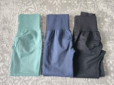 New 3 Pairs Halara UltraSculpt Leggings-Med 7/8 Length-Black,Navy, Green 165