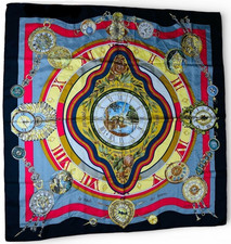 HERMES parmi les fleurs je compte les heures Carre 90 Silk Scarf Tags No Box Use