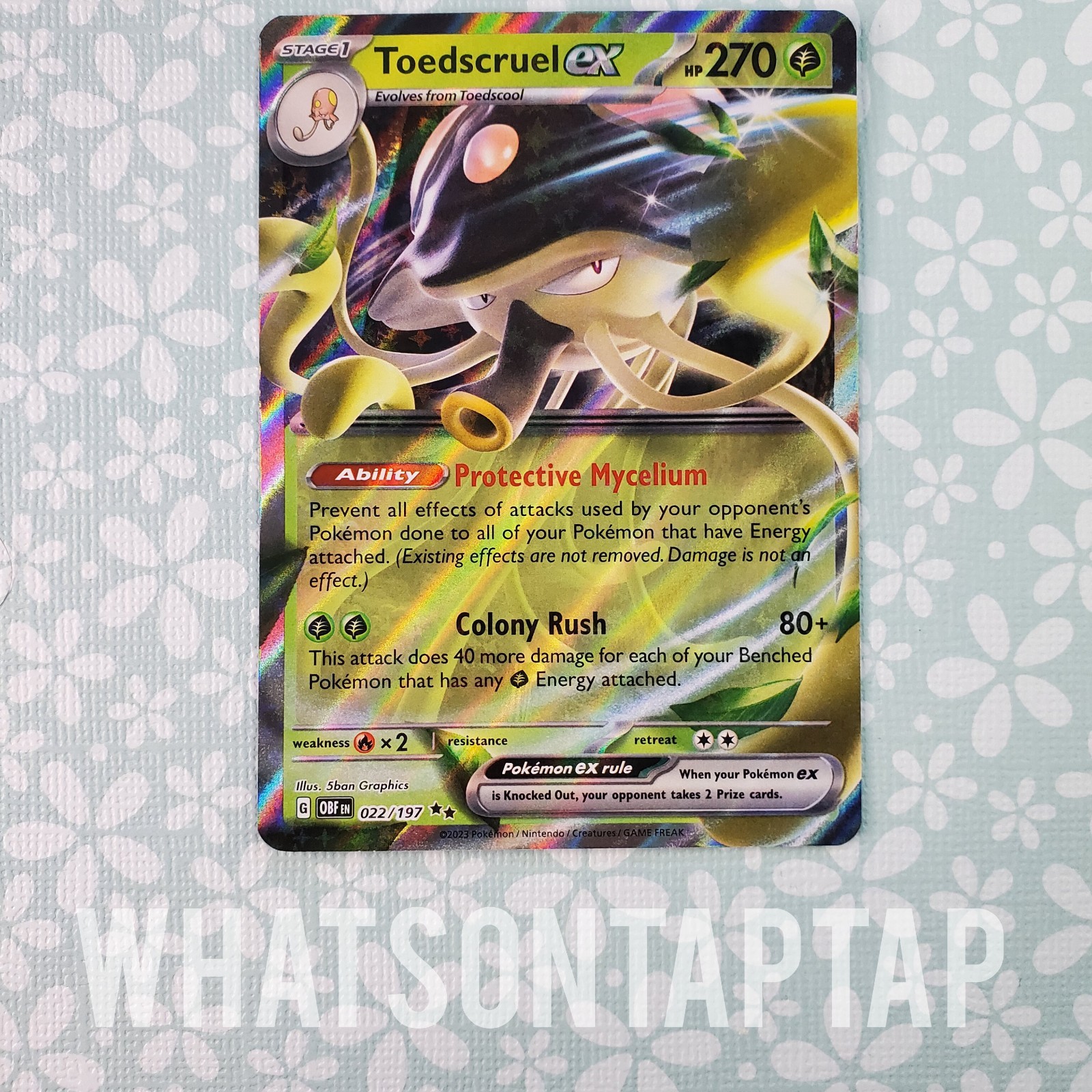 Pokemon Card Toedscruel Ex 022/197 Ultra Rare Scarlet Violet Obsidian Flames LP