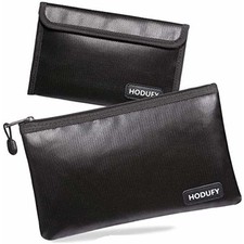 2-Piece Fireproof Waterproof Money Document Bag Set 10.6" x 6.7" 8" x 5" Black