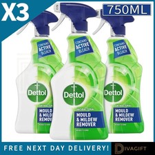 3 x DETTOL MOULD & MILDEW REMOVER SPRAY 750ML ANTI-BACTERIAL READY TO USE NEW 8.88 per litre