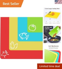 Safe & Durable Plastic Cutting Boards - 4 Color Coded Mats for Chefs