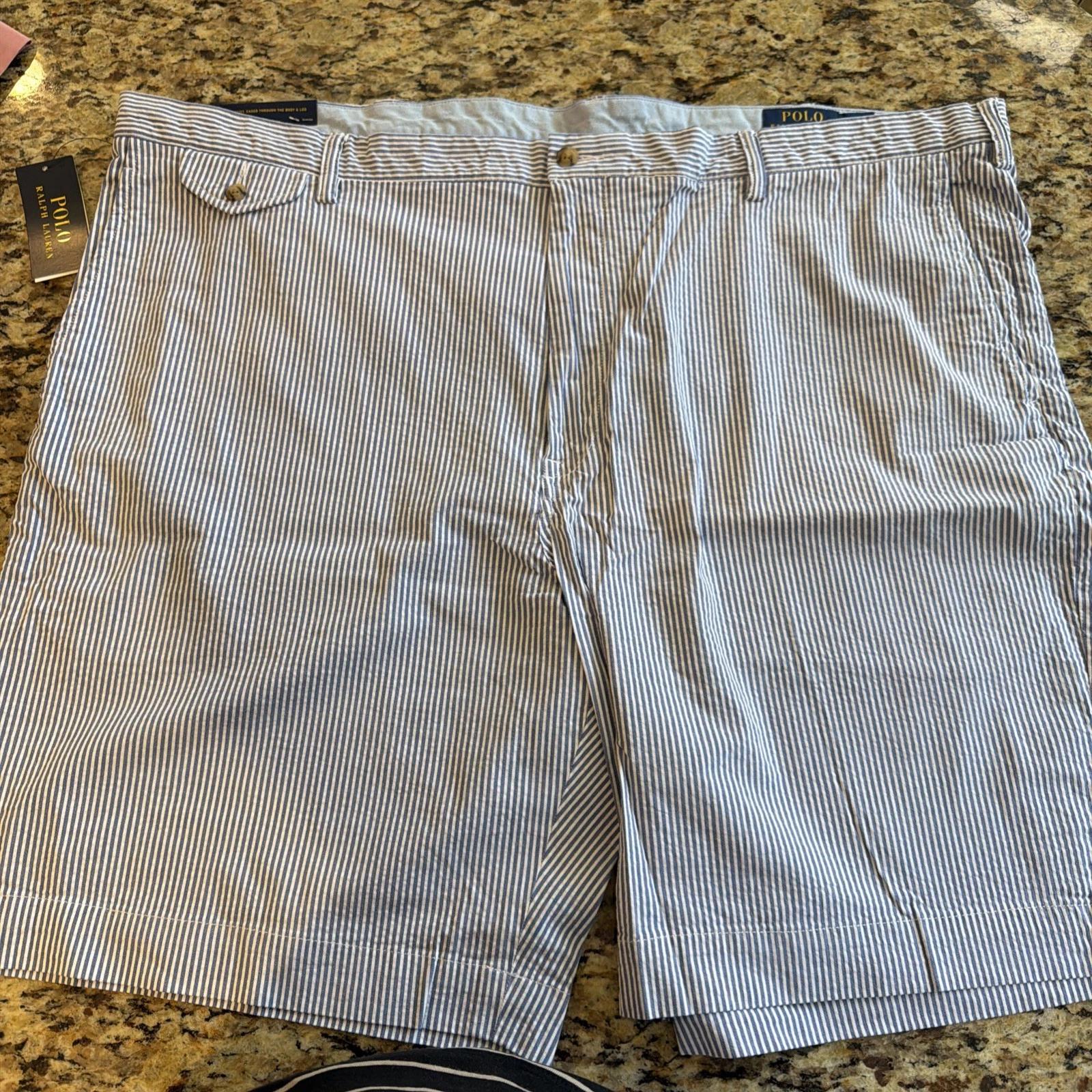 $110 Polo Ralph Lauren Blue Stripe Seersucker Pony Logo Shorts Mens Size 46B