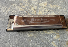 Brother Harmonica Silver Black Metal Plastic High Polish Chrome Finish