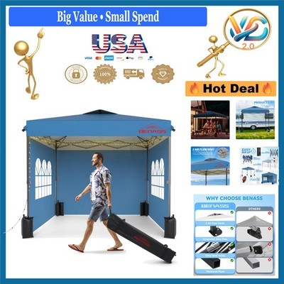 Light Blue 10x10 Pop Up Canopy with Sidewalls Heavy Duty Event Tent