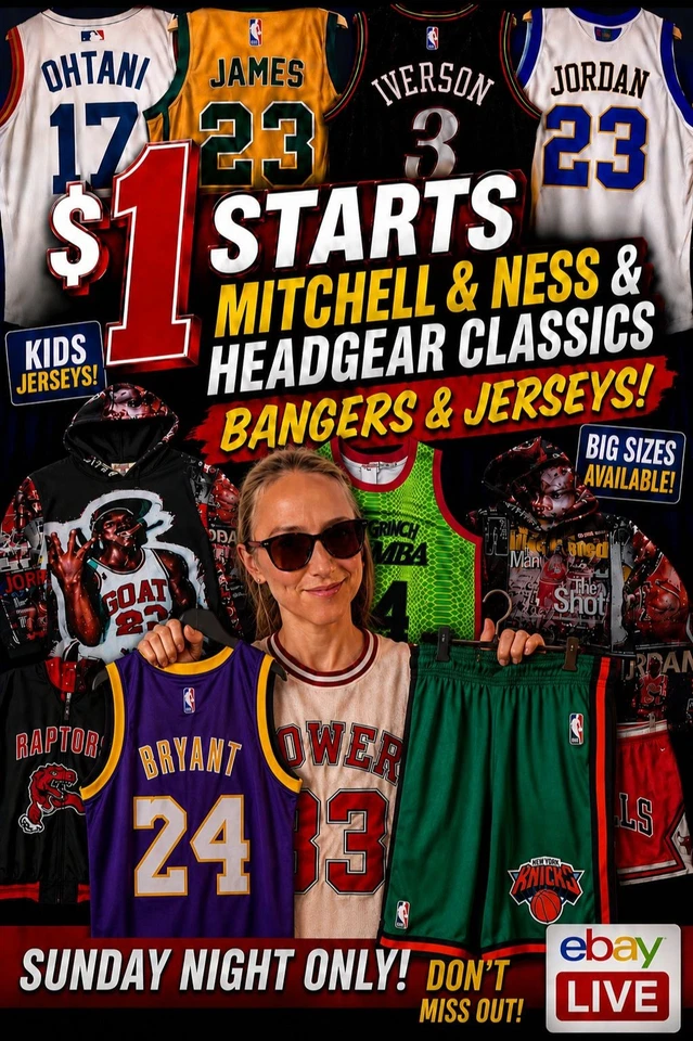 $1 STARTS SPORTS HEAT ALL NIGHT 🔥 Jerseys • Shorts • Jackets • Hats