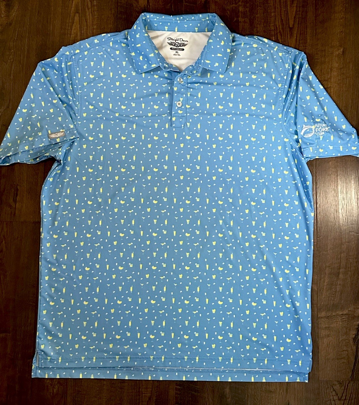 Straight Down Performance Golf Polo Light Blue Mi… - image 2