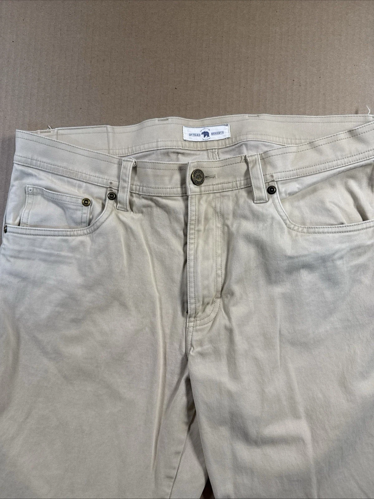 Onward Reserve 5 Pocket Khaki Chino Straight Flat Stretch Mens Pants Size 34x34