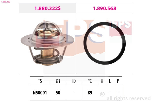 Thermostat de liquide de refroidissement EPS 1.880.322 pour moteurs Dacia