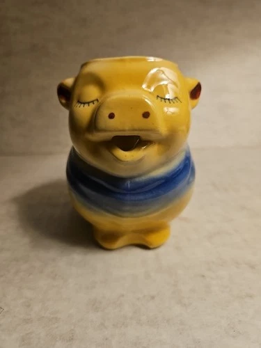 Vintage Shawnee USA Yellow Smiling Pig Creamer 5 Inches Tall Made In USA