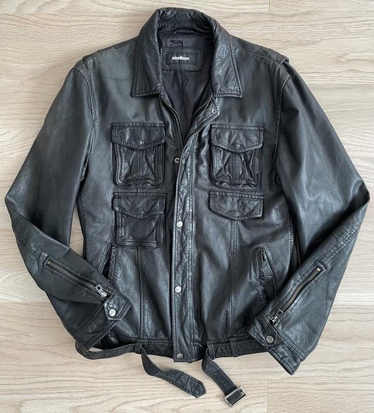 Men Strellson Jacket Black Leather 50