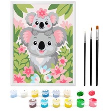 Malset Kinder Malen Nach Zahlen Koala mit Jungem 18x24cm Pinsel Acryl