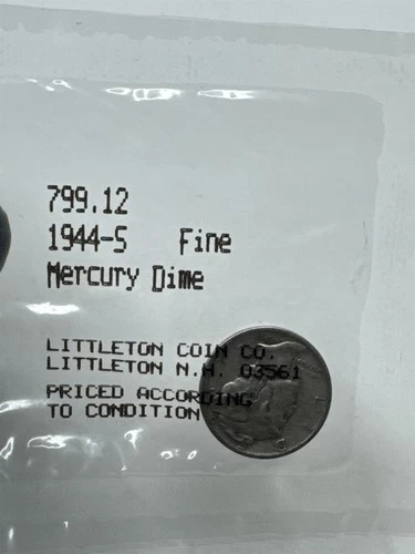 1944-S Mercury Dime Fine Condition Scarce Coin ~ Littleton Coin Co