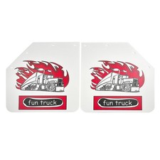 New Heavy Duty Angled 24x24 Mud Flaps 1 Pair White Fun Truck Pattern 1 5 Thick