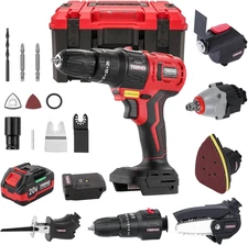 Cordless Combo Kit 20V, 8-In-1 Cordless Multi-Tool with Case, Drill, Recip Saw, 
