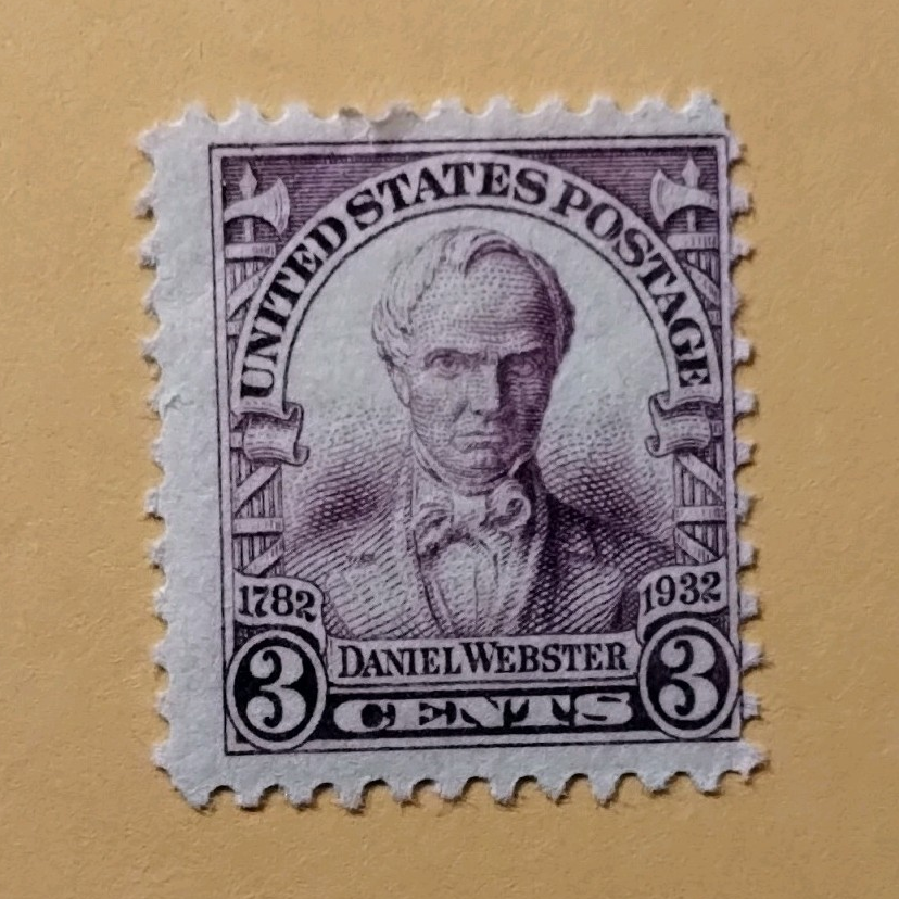 United States 3 Cent Violet Black Used Postage Stamp Daniel Webster Handstamped