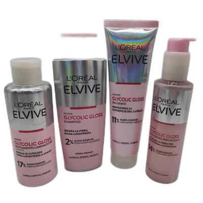 LOREAL PARIS Haarkur Haarpflege Elvive Glycolic Gloss Conditioner Shampoo Serum