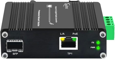 Industrial-Grade Gigabit Media Converter with 1× RJ45 & 1× SFP Port, 30W PoE+