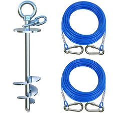 Dog Tie Out Cable and Stake for Yard,with 2x20FT Heavy Duty Cables,360 Swivel...