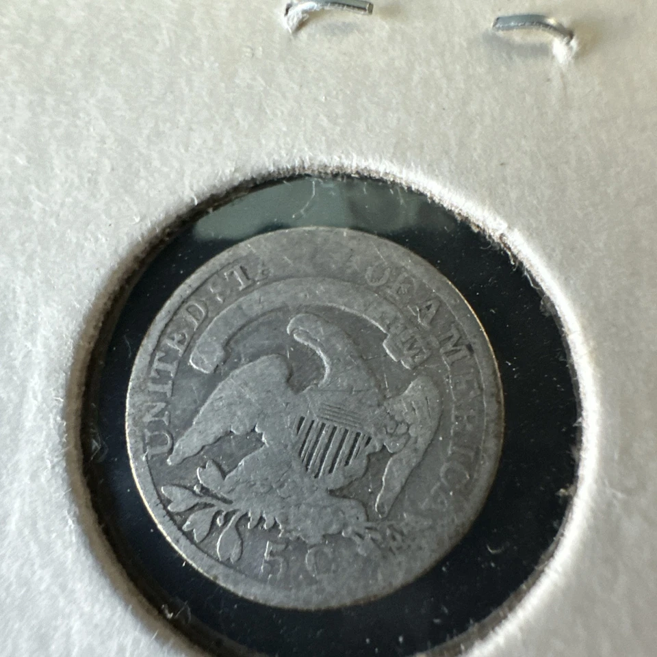 Media moneda de diez centavos busto tapado 1837 (grande 5C) - ¡Perfecto original! Foto 3 de 3