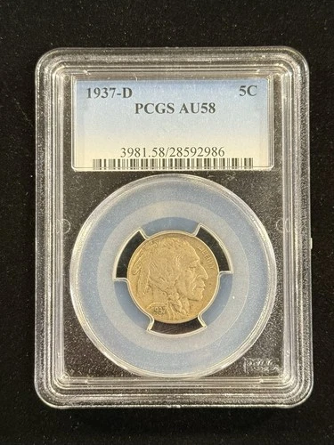 1937-D 5C Buffalo Nickel PCGS AU58 Item #973