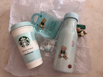 Starbucks x Gelato Pique Mint Green Drinkware Set Reusable Cup Bottle Glass Mug