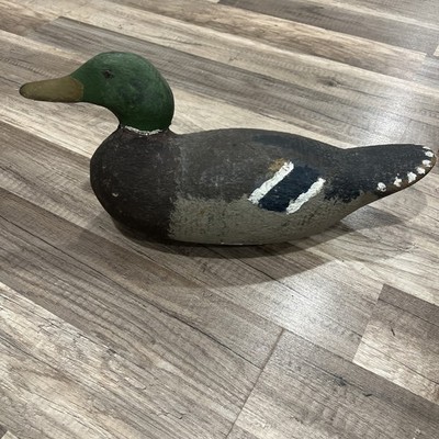Vintage Lunkenheimer Solid Wood Mallard Decoy Duck With Keel Attachment