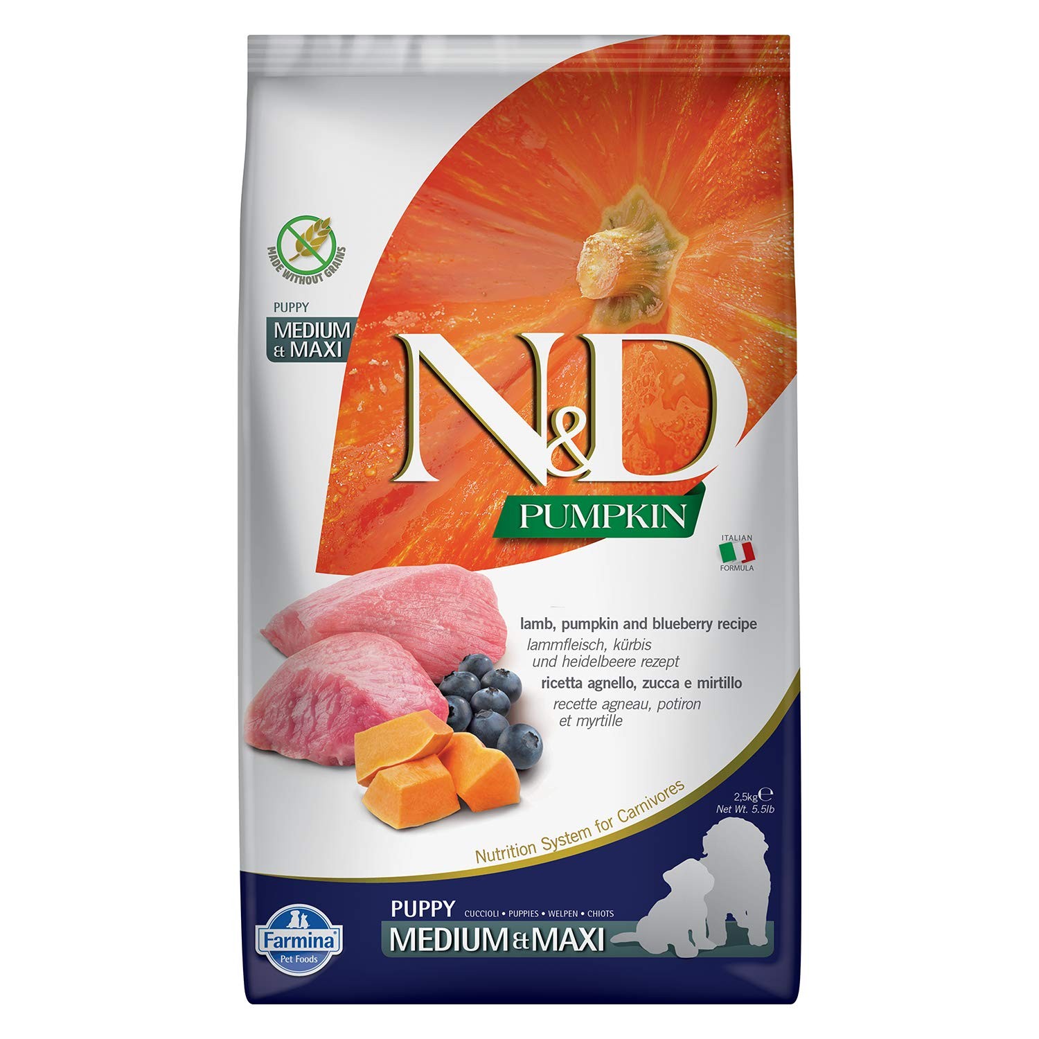 Farmina N&D Dog Dry Puppy Grain-Free Pumpkin Medium/Maxi Lam