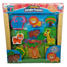 Jungle Playset Real Wood toys learn animals play set, play  learn forest scene