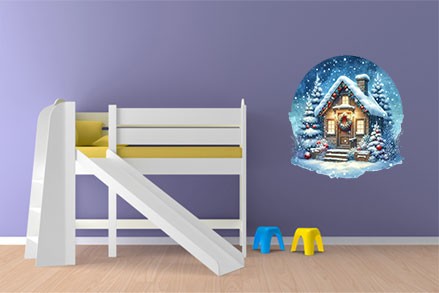 Akwarela Świąteczny dom Ściana Sztuka Sypialnia Laptop Naklejka winylowa Naklejka 6 rozmiarów - Zdjęcie 3 z 7