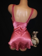 Vtg Satin Soft Salmon PInk Romper Teddy jumpsuit Tux Nightie Bodysuit one piece