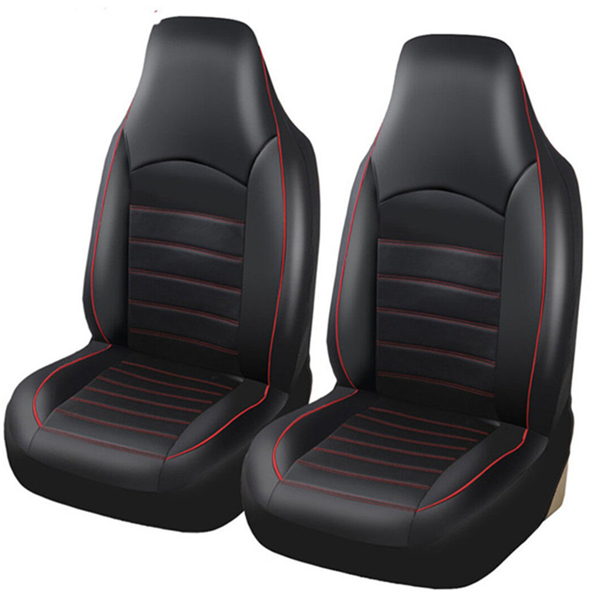 Front High Back Bucket Car Seat Covers Set Black Synthetic