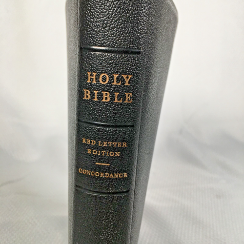 Vtg Holy Bible KJV Cambridge Black Morroco Leather Red Letter Concordance - Picture 2 of 22