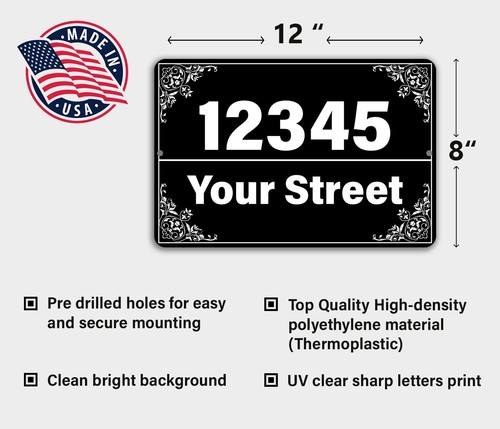 Custom Personalized Home Address Sign Aluminum 8" x 12" House Plaque Entryway - Picture 5 of 5