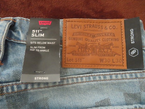 New Levis Strauss Men's 511 Slim Strong Blue Jeans Cordura Fabric 30x30 (31x30) - Picture 5 of 17