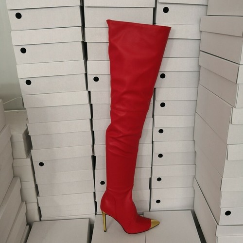 Elegantes Mujeres Botas Sobre la Rodilla Punta Dorada Tacones Altos Zapatos de Invierno Talla 4-15 - Imagen 7 de 8