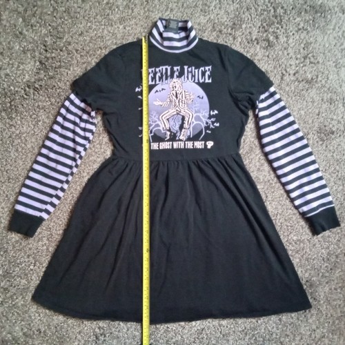 Beetlejuice Stripe Twofer Dress Womens Size XS Black Purple Hot Topic Dress - Picture 9 of 11