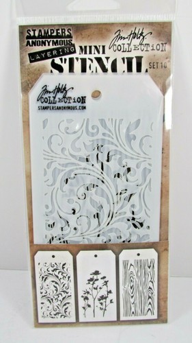 New Layering Mini Stencil set #10 Stampers Anonymous By Tim Holtz Ranger - Foto 1 di 2