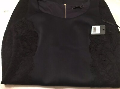 guess navy blue lace dress NEW Guess Navy Blue Lace Accent Exposed Back Zip Stretch Dress Size 8 $132
