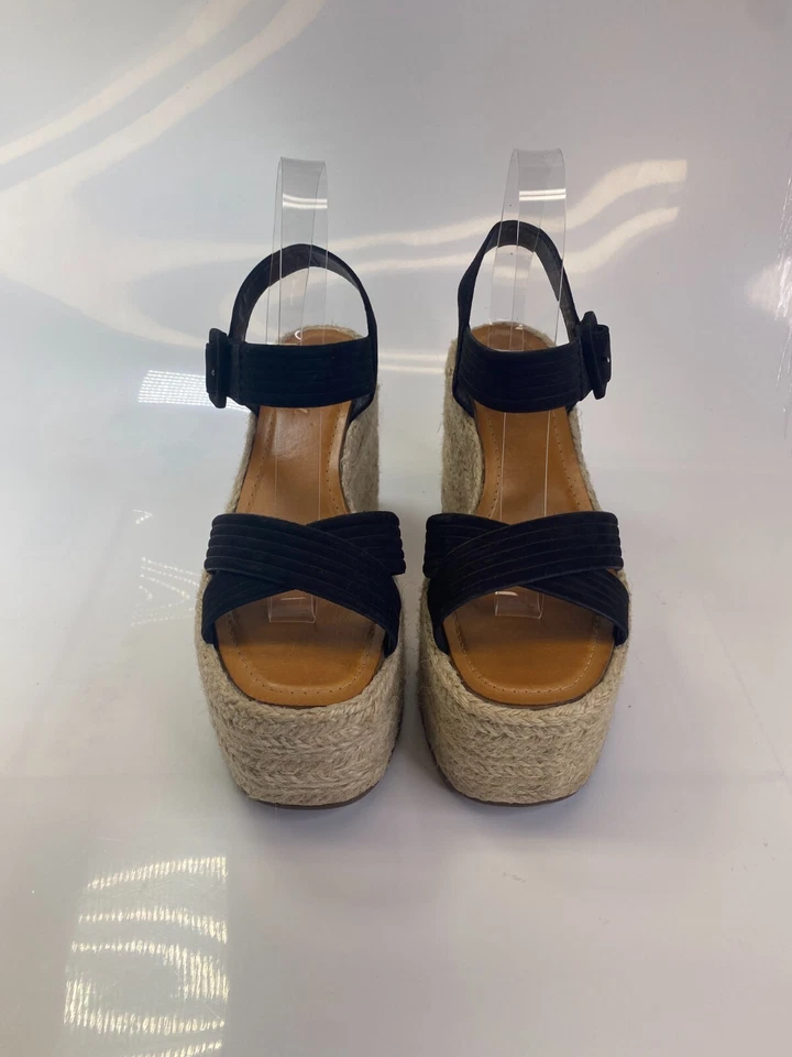 Sandalia de cuña alpargata negra Blisse Nubuck Schutz para mujer talla 9 Foto 4 de 4