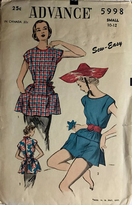 FF Advance 5998 Misses Cobler s Apron & Poncho Small 10-12 Sewing Pattern