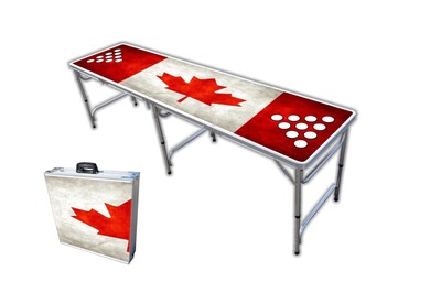 PARTYPONG 8-Foot Beer Pong Table w/Cup Holes - Canada Graphic