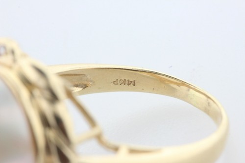14K Yellow Gold 14MM Mabe Pearl & 0.08 TCW Diamond Accented Ring - Size 8 - 第 7/8 張圖片