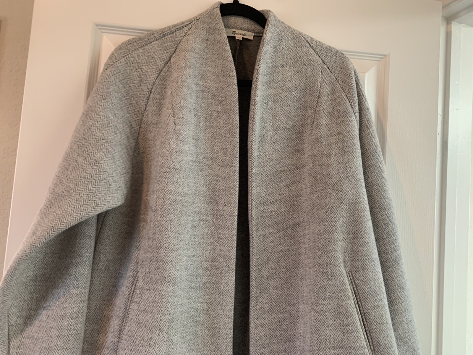 Madewell Stanza Herringbone Gray Oversize Long Wool Blend Coat Jacket