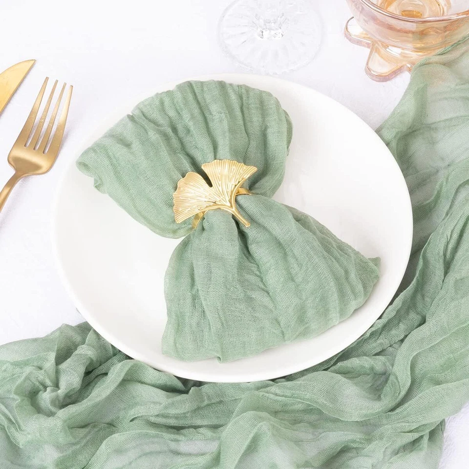 12 Pack Sage Green Cheesecloth Napkins Washable Spring Mothers Day Cloth - Image 3 of 4