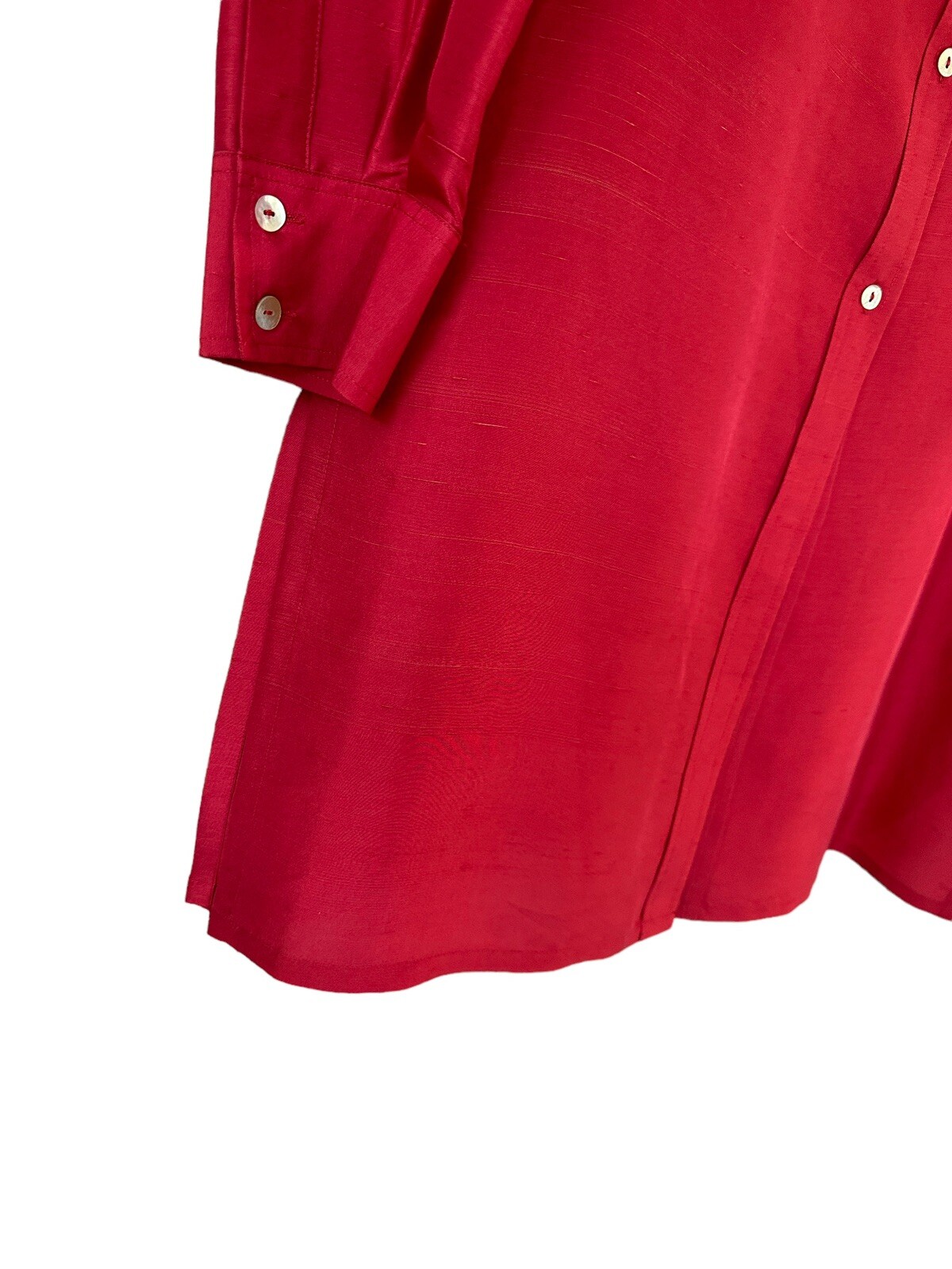 Allison Taylor Silk Button Down Red Burgundy Shir… - image 3