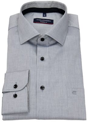 Casa Moda Hemd Modern Fit Kentkragen Patch Kontrastknöpfe hellgrau