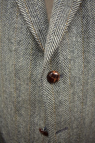John Alexander Gray Herringbone 100% Wool Two Button Sport Coat Size: 40R - Picture 2 of 13