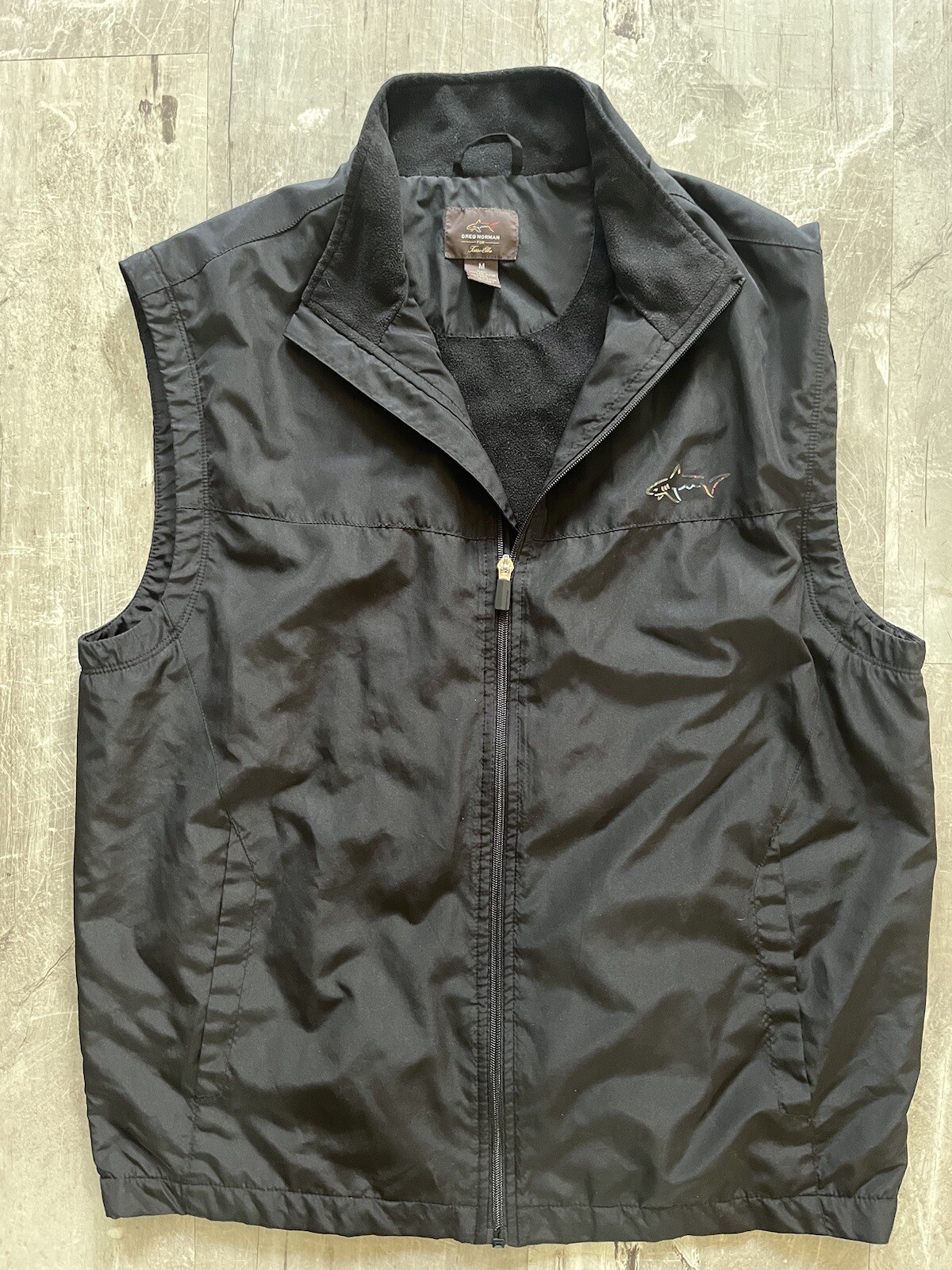 Greg Norman Mens Black Full Zip Fleece Lined Windbreaker Golf Vest