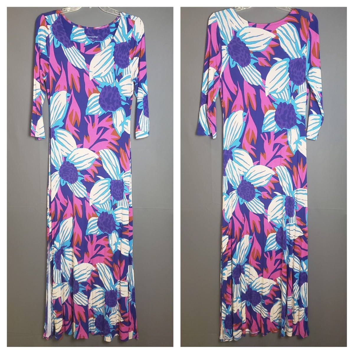 3/4 sleeve jersey maxi dress Jolie Moi Three Quarter Length Sleeve Maxi Dress Goldie 3/4 Sleeve Jersey Maxi Dress, Pink